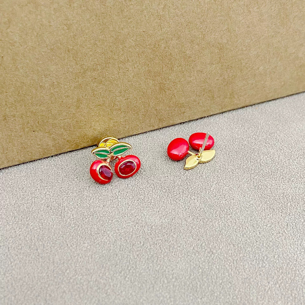 Coach Red Cherry Rhinestone Earrings - Picture 4 of 6